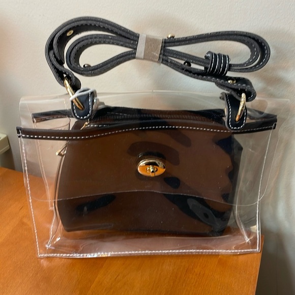 Clear purse with gray clutch - Picture 1 of 5